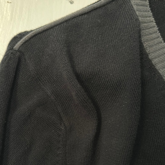 Emporio Armani Black V-Neck Sweater with Classic Pullover Style - Picture 8 of 13